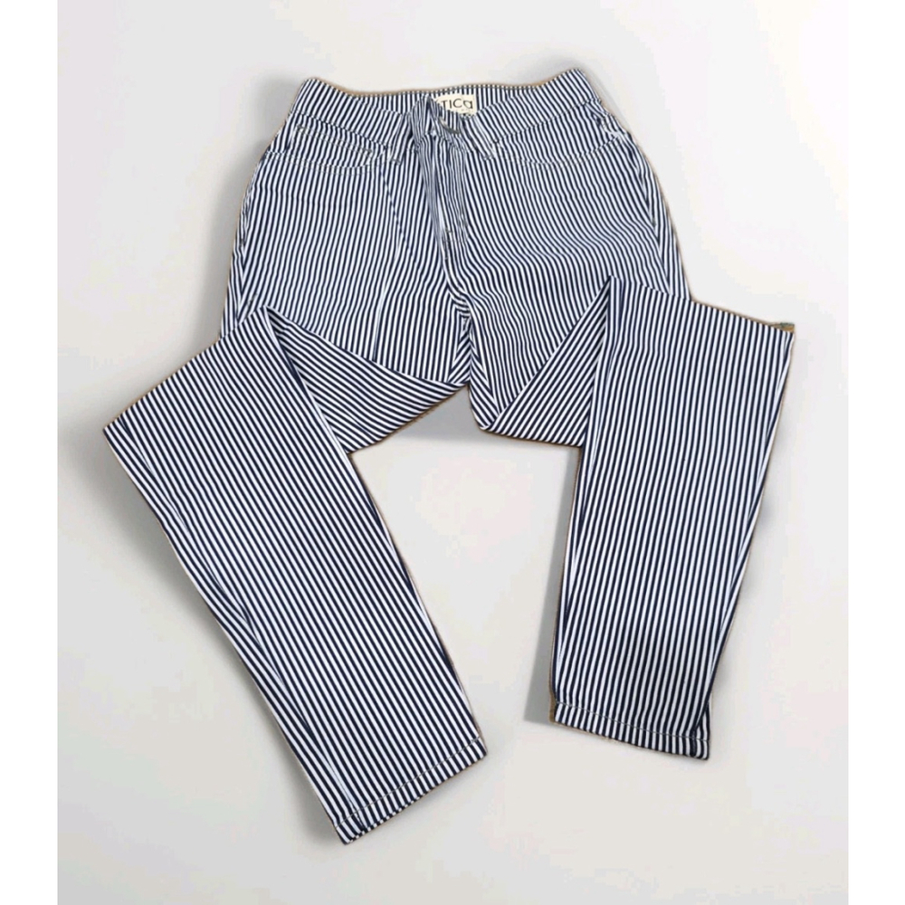 Etica Navy Blue & White Striped Union Style Skinny Jeans Euro 1 26x28 NWT $172